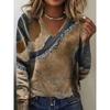 Vintage Women's T-Shirt Graphic Paisley Elegant Fashion Tee Long Sleeve T-shirts V-Neck Regular Tops Pullover Fall Winter