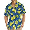 Summer Fruit Pattern Green Lemon Print Men's Short-Sleeved Shirt Casual Fashion Street Casual Wear With Men Oversized Shirt