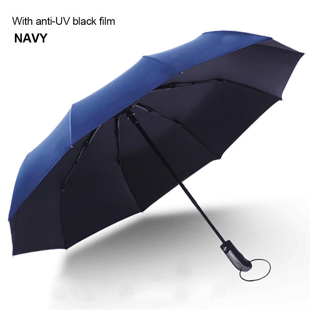 Fashion High Quality 10 Ribs 3 Folds Automatic Folding Umbrella Compact Travel Parasol Windproof Uv Resistance