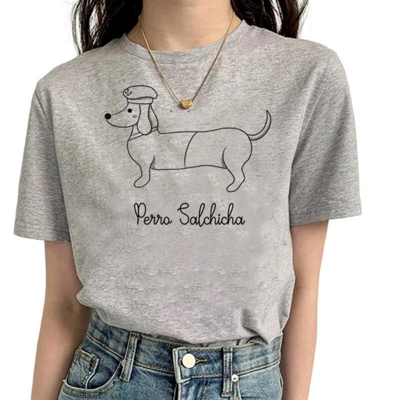 Футболка с таксой для женщин, футболка с комиксами и аниме, уличная одежда для девочек, одежда с аниме, футболки для женщин