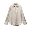 Fall and Winter New Women's Clothing Fashion Style Lapel Long Sleeves Single-Breasted Silk Satin Texture Classic Shirt 8741036