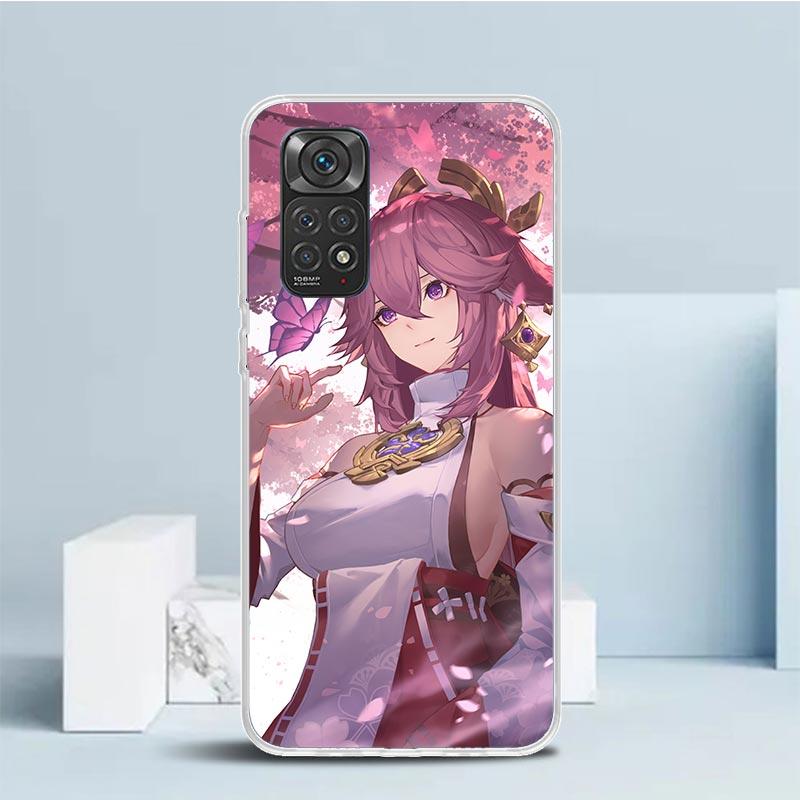 Чехол для телефона Yae Miko Genshin Impact для Xiaomi Redmi Note 15 14 14S 13 12S 12 Pro Plus 11S 11 11T 11E 10S 10 + Мягкая задняя крышка из ТПУ