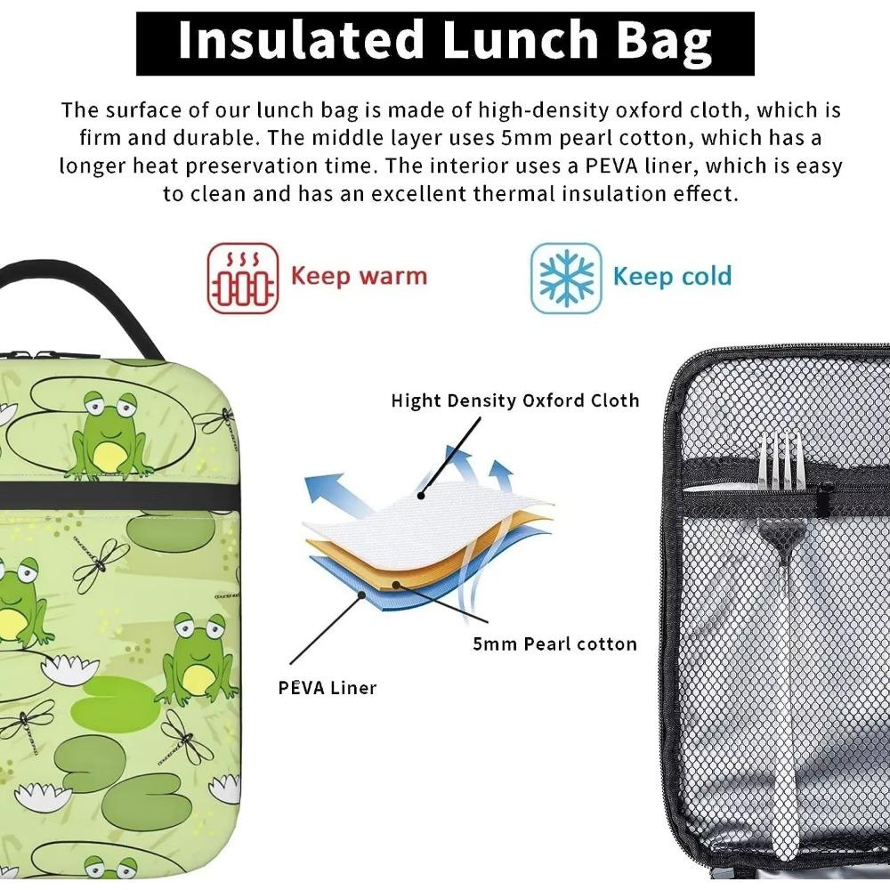 Сумка для ланча с изображением лягушки и стрекозы для мужчин и женщин, термосумки-холодильники, многоразовые ланч-боксы для работы в колледже, пикника в офисе