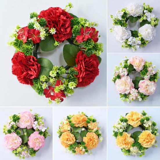 Искусственный Цветочный Подсвечник Венок Имитация Шара из Хризантем Кольцо для Свечи Имитация Цветочного Подсвечника для Чая для Дома Свадьбы Центральный Элемент Стола