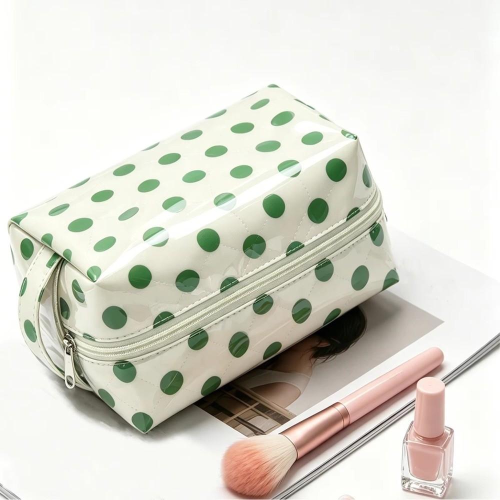 Waterproof Polka Dot Makeup Case Square Large Capacity Cosmetic Makeup Organizer PVC Polka Dot Pattern