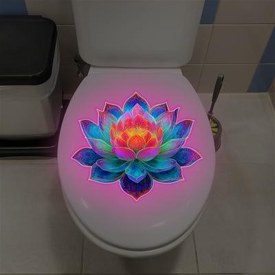 Красочные светящиеся наклейки на унитаз в виде лотоса, креативные флуоресцентные наклейки для украшения ванной комнаты