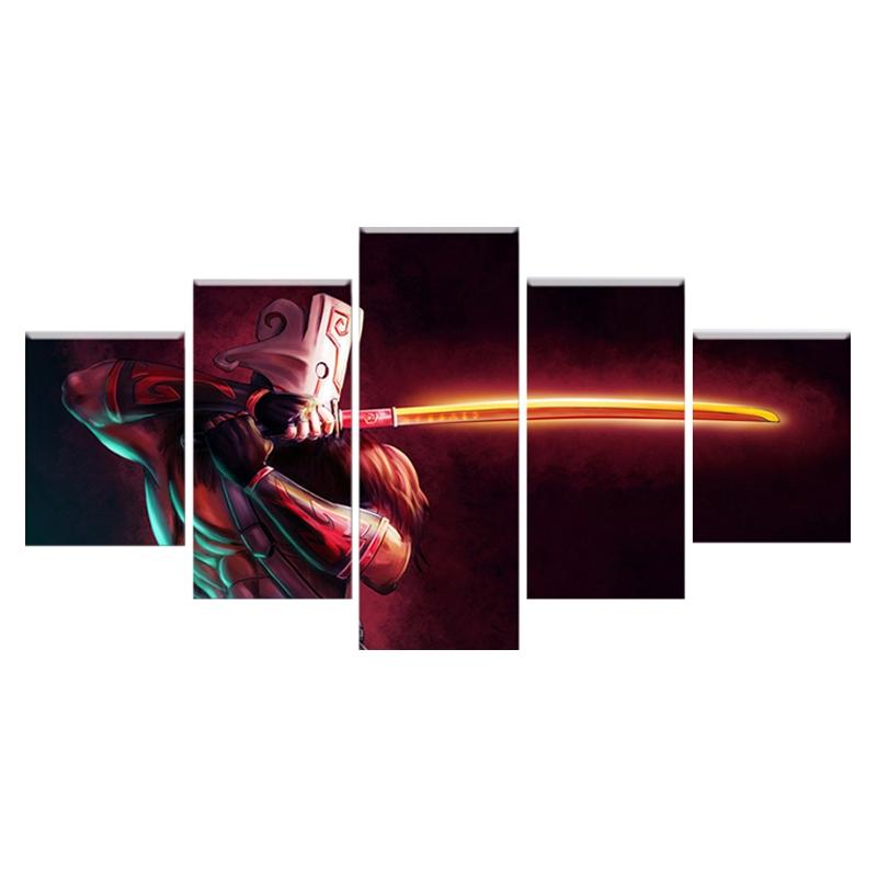 Современная картина на холсте, модульный игровой постер, 5 шт., 2 DotA Juggernaut, настенное искусство, домашний декор, печатная картина для комнаты для мальчиков