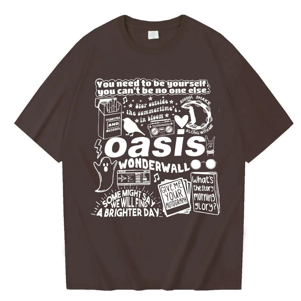 Oasis Реюнион Тур 2025 Хлопковая Футболка с Принтом Мужская Женская Харадзюку С Округлым Вырезом Oasis Live 25 Тур Мерч Повседневная Мужская Футболка Подарки