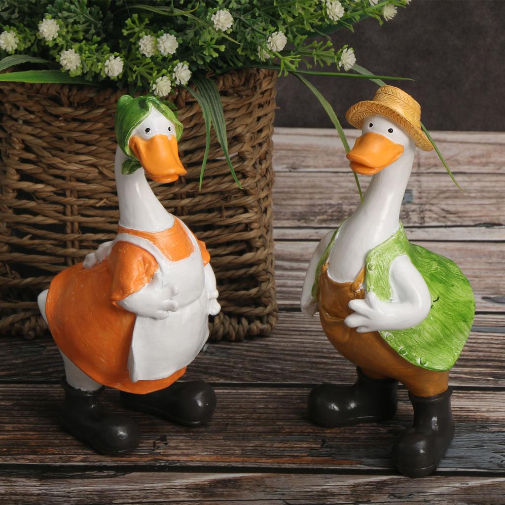 2pcs/set American Style Duck Ornament, DesktopLandscape Animal Resin Ornament, Cute Ornament, HomeLiving Room Bar Cafe Decor Orn