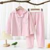 Toddler Baby Kids Unisex Casual Pajama Suit Boy Long Sleeve Front Pocket Lapel Tops+ Long Pants Girl Pajama Sets 1-16 Years