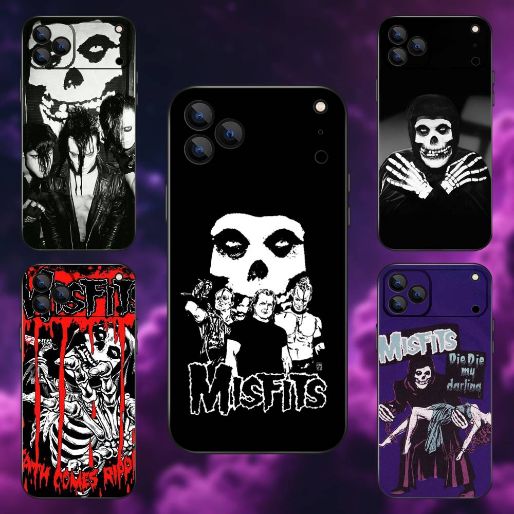 M-Misfits Rock Phone Case For iPhone 17,16,15,14,13,12,11,Pro Max,XSX,,XR,SE,Mini,8,7,Soft Silicone Black Cover