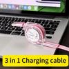 3 в 1 для iPhone TYPE-C Micro Выдвижной кабель для зарядки одного-трех сотовых телефонов Кабель для зарядки