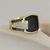 Популярные ювелирные изделия Новое золотое широкое мужское кольцо с черными бриллиантами Модное хип-хоп кольцо с полным бриллиантом