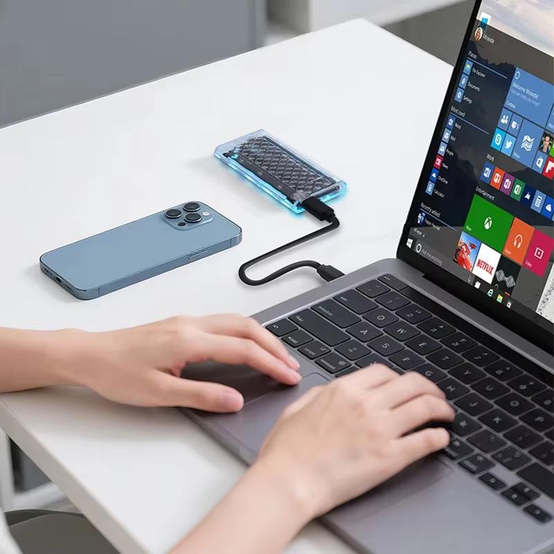 Прозрачный корпус для SSD M.2 NVME/NGFF с двойным протоколом, USB 3.2 Type-C, RGB-подсветка, 10 Гбит/с, адаптер для SATA SSD