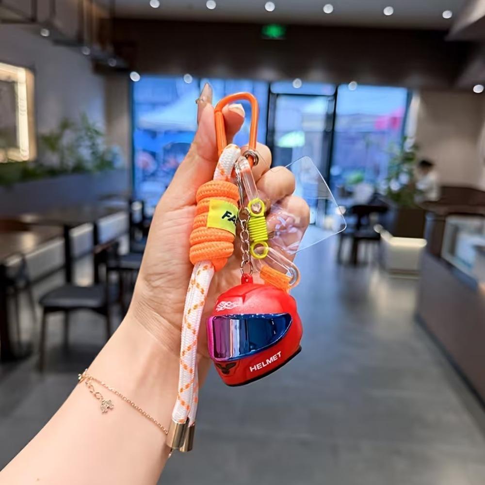 3D Motorcycle Helmet Keychain Weaving Rope Mini Helmets Keychain Helmet Key Fob Motorcycle Lovers