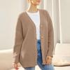 Женский кардиган спереди, на больших пуговицах, легкий свитер, свободный кардиган с V-образным вырезом, вязаная куртка