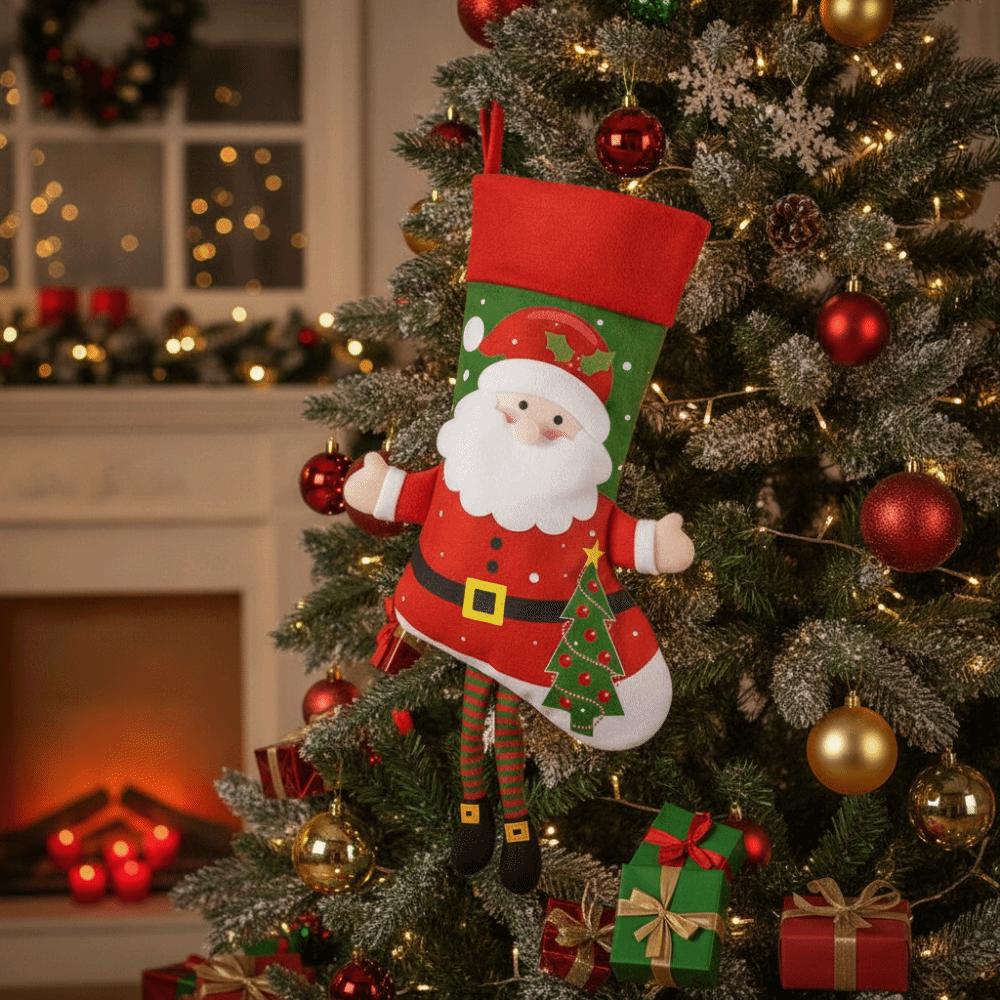 Cartoon Large Christmas Stockings Cute Christmas Tree Ornaments Candy Gift Bags Xmas Tree Pendants