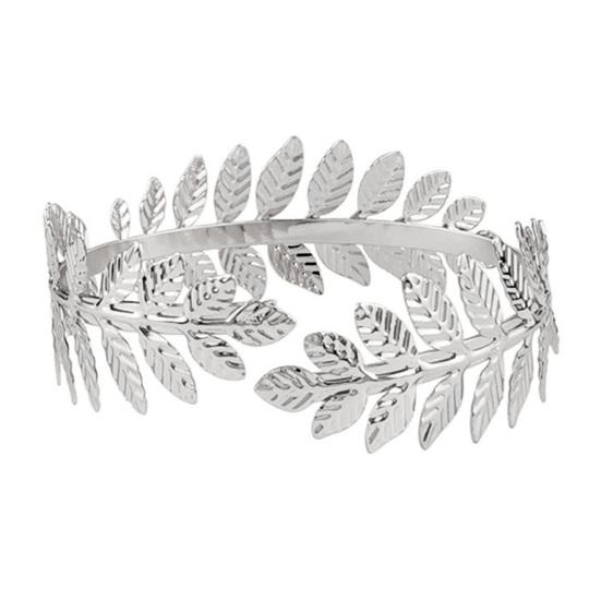 Leaf Shape Upper Arm Bracelet Metal Coil Swirl Spiral Shape Armband Cuff Opening Adjustable Arm Bangle Armlet Jewelry Gift