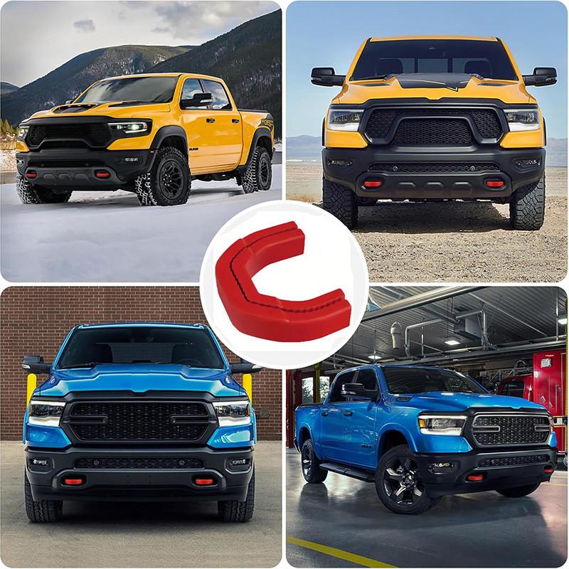 2x Red Front Tow Hooks Covers Automobile Replacement For RAM 1500 2019-2024 Vehicle Spare Parts Easily Install