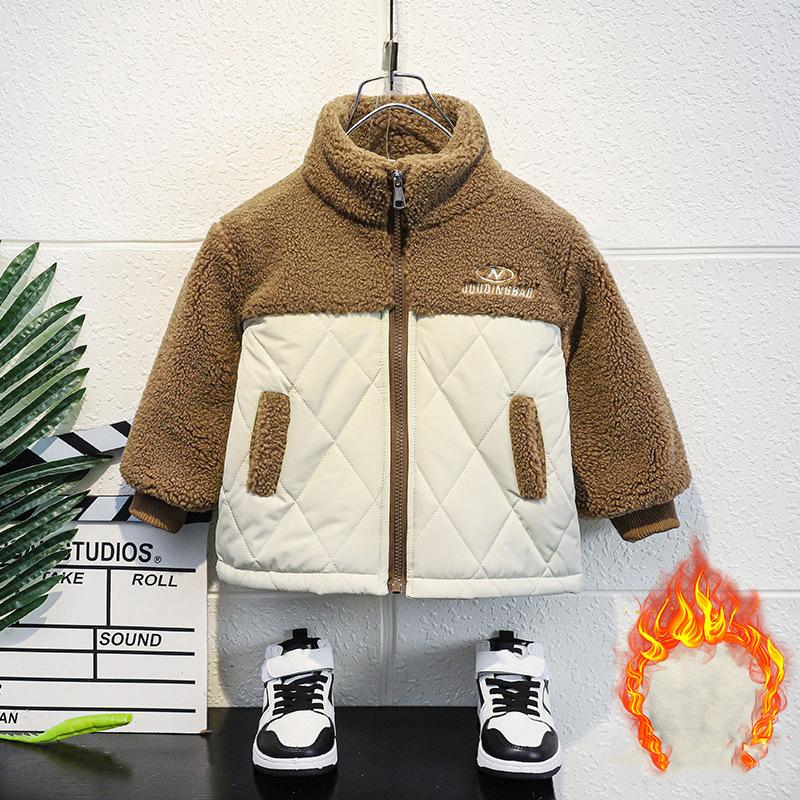 Плюшевая куртка для мальчиков Хлопковая куртка Детская хлопковая куртка Детская осенне-зимняя одежда Куртка