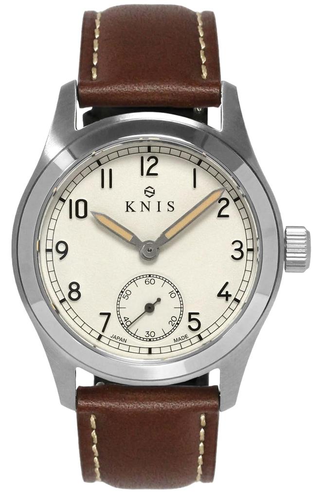 KNIS Ретро Милитари Сделано в Сапфире 10 АТМ Вода Коричневые Мужские Часы, Япония, Кристалл, Водонепроницаемость, Молочно-белый Циферблат, Кожа, KN003-WHBRLE