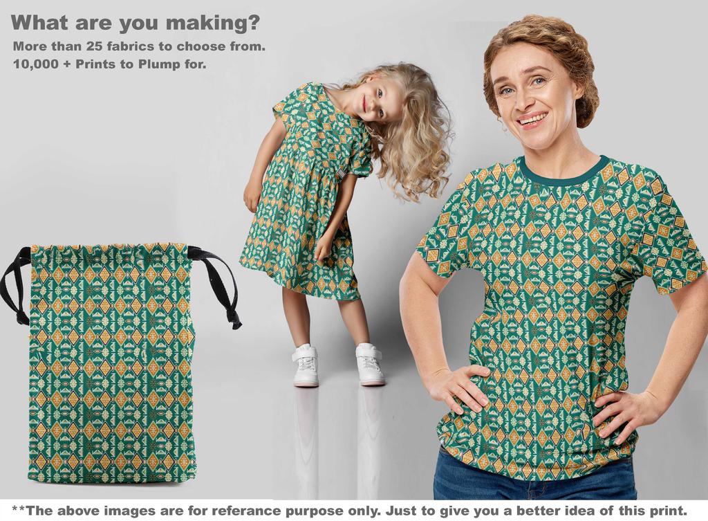 oneOone Хлопчатобумажная гибкая темно-бирюзовая зеленая ткань Азиатская ткань килим для шитья Печатная ткань для рукоделия в ярдах 40 дюймов