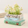 1pc Creative 3 Layer Ceramic Book Vase, Retro Book-shaped Vase, Unique Home Decoration Ceramic Flower Pot, Suitable for Living Room, Shelf, Mantel