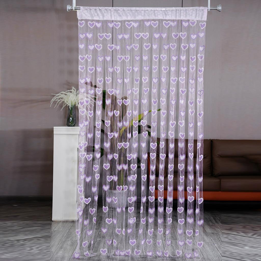100*200см Кисточка Двухцветная Штора в форме сердца Романтичная Любящее сердце Струнная Полупрозрачная штора для дома Гостиная Спальня Штора