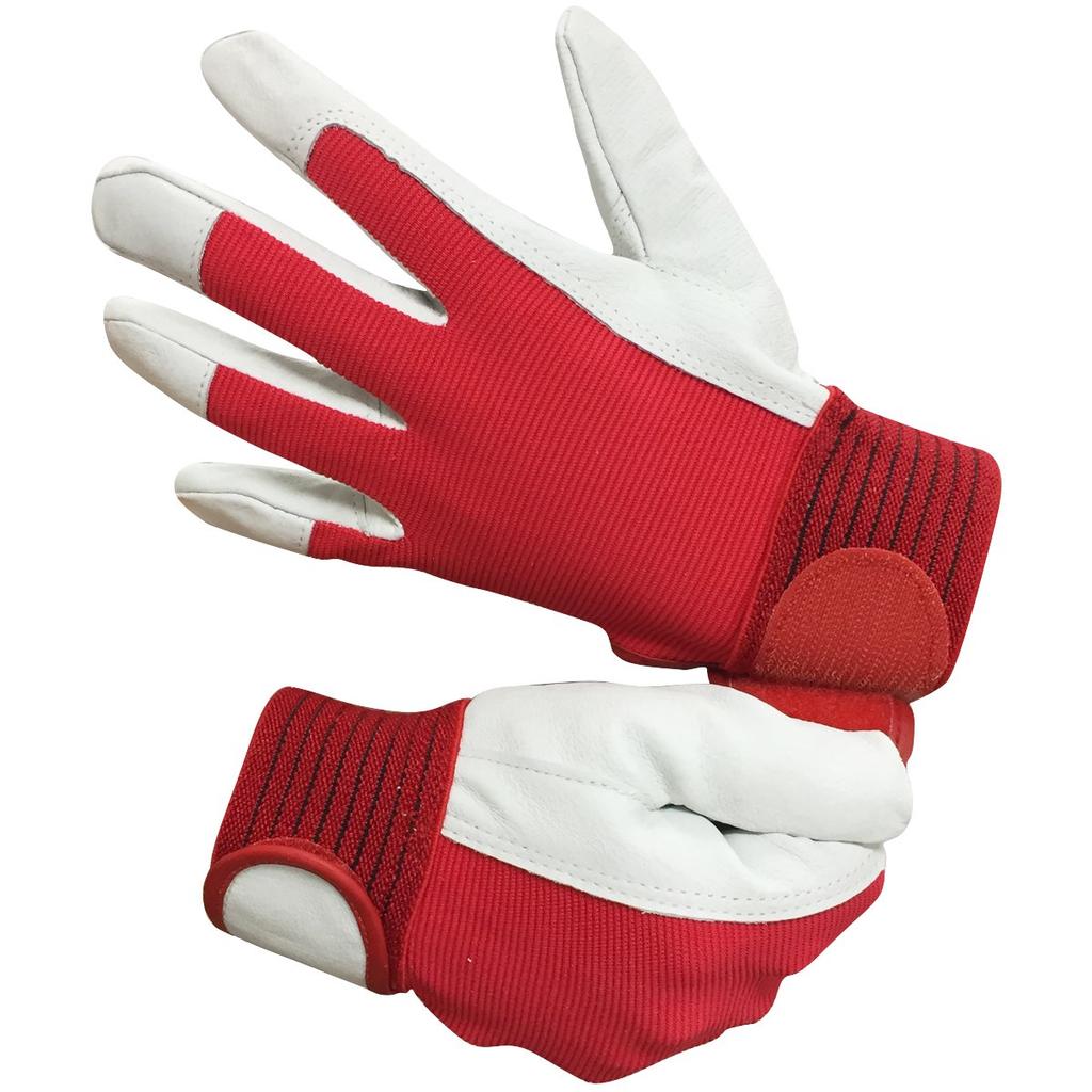 Pig Leather Work Gloves with Unlined Size Bandit [ACE] [Bulk Purchase] [2-Pack] Back, Red, M, AG5163-2P,