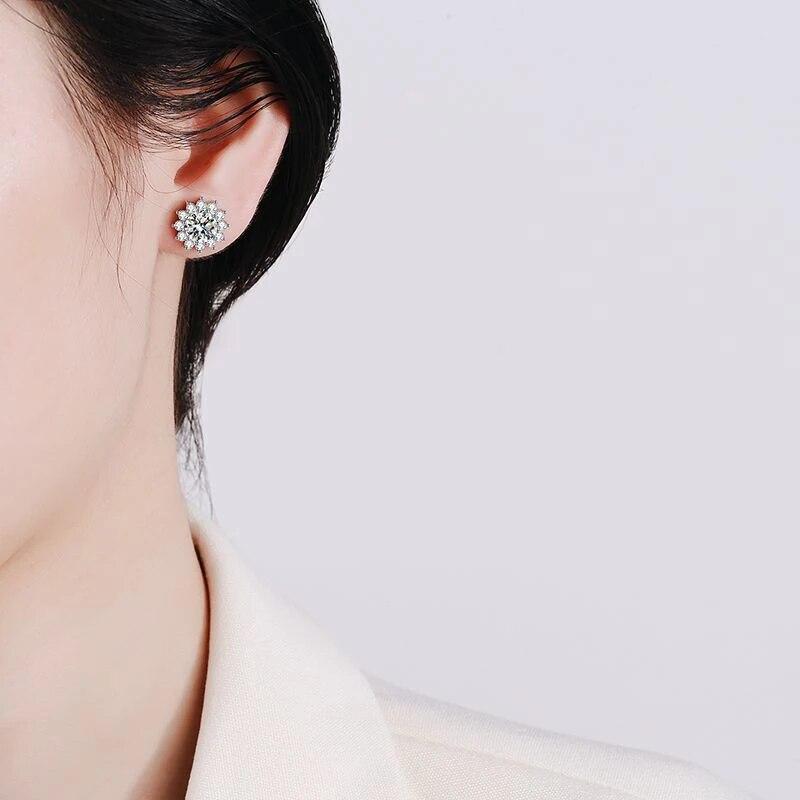 Серьги D цвета 1 карат с муассанитом для женщин и девочек, стерлинговое серебро 925 пробы, сверкающие бриллианты, серьги-гвоздики, свадебные, помолвочные, ювелирные изделия, подарок