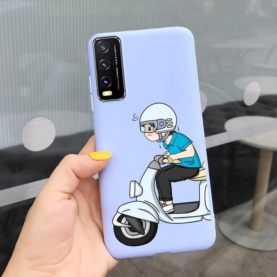 For Vivo V2027 Y20i Y20 Y20s Y11s Y12s Phone Case Candy Back Cover Soft Silicone Bumper Shell Daisy Dragon Bear Painting Capas