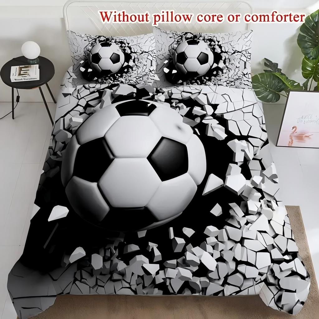 3D Visual Effect Football Impact Printing Bedding Set Sport Football Theme Quilt Cover Set Home Soft Comfortable Duvet Cover Set