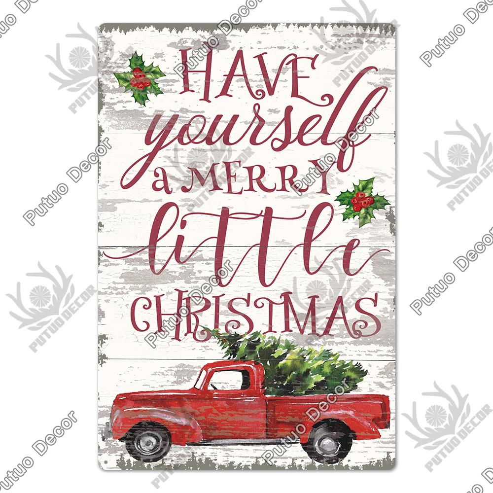 Decor Christmas Vintage Tin Sign Plaque Metal Retro Plate Poster for Club Living Room Kitchen Home Wall Art Decoration