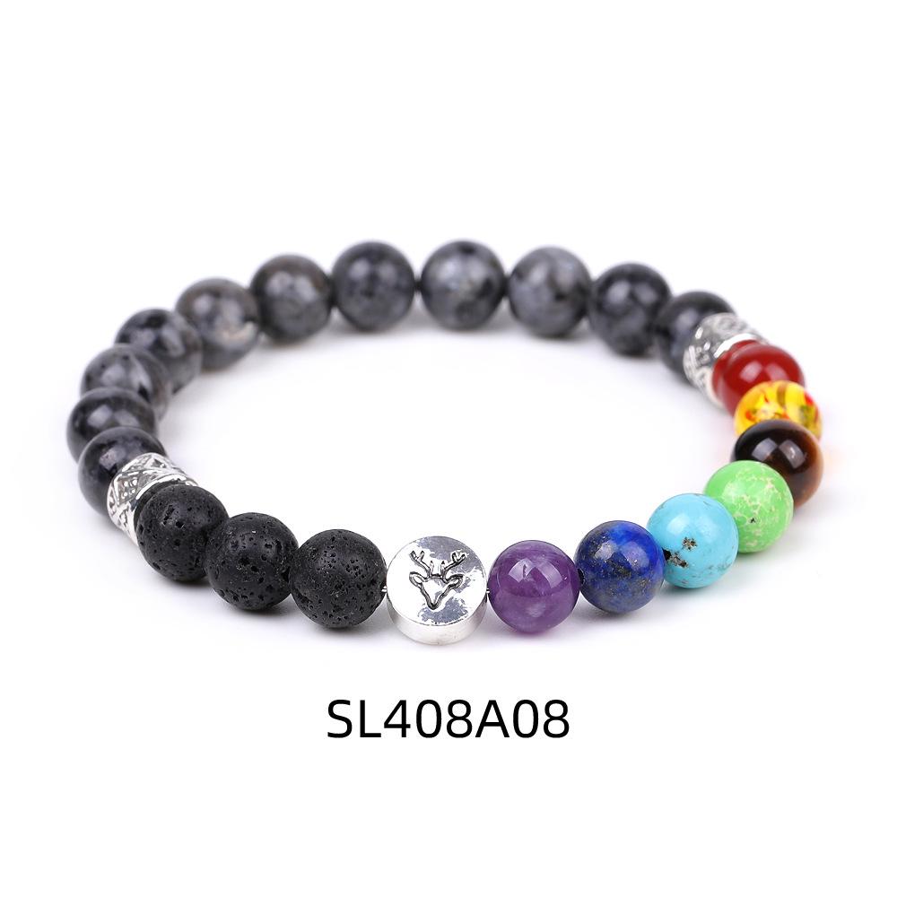 European & American Reindeer Bracelet with Striped Agate, Tiger's Eye, and Frosted Amazonite