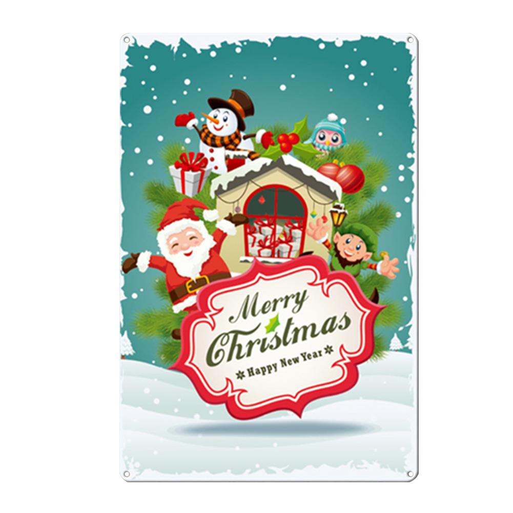 С Рождеством металлическая жестяная вывеска доска Санта-Клаус плакаты Новый год железная живопись домашний бар кафе паб украшения настенные художественные тарелки