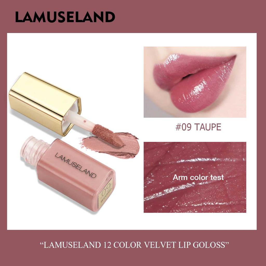 LAMUSELAND 12 Colors Cute Mini Velvet Moisture Lip Gloss Nutritious Liquid Lipstick 3.5g