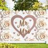1 шт. Свадебный фон Mr & Mrs с сердцем и белыми розами, баннер для вечеринки на свадьбу, романтический декор для фото, настенный декор, многоразовые принадлежности