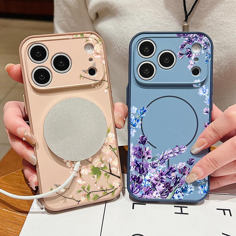 Чехол в простом стиле с узором в виде сердца для iPhone 17 Pro Max, магнитный для Magsafe, гибридная тонкая матовая крышка для iPhone 16 15 14 13 Pro Max