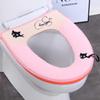 Теплые чехлы на сиденья для унитазов Зимний мультяшный кот Симпатичная накладка на сиденье для унитаза с ручкой Утолщенный флис Моющаяся подушка на сиденье для унитаза Коврик для унитаза в ванной комнате