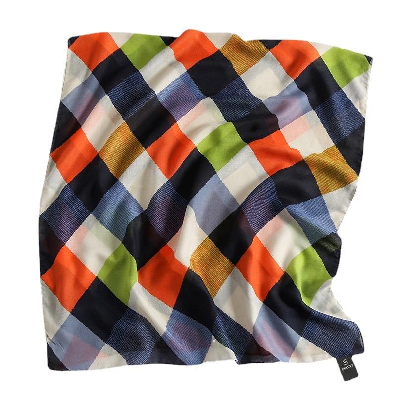 New Color Rhombus Summer Seaside Sunscreen Silk Scarf Sweet Beach Towel Cotton and Linen Feel Air-conditioned Room Shawl
