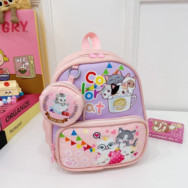 With Childrens Backpack Cartoon Cat And Airplane Print Design For Daily Use