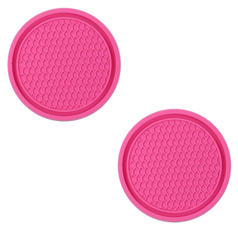 Set of 2 Thickened PVC Automotive Drink Mats Cup Holders Coasters Pads For Secure Placement Of Beverages In Moving Car