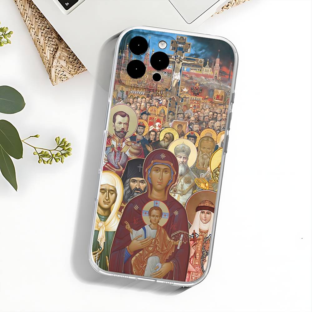 Икона Православного Креста Чехол для Телефона Церковь Для iPhone 17,16,15,14,13,12,11 Pro,Max,Plus,X,XS,XR,SE4,E Mini Прозрачный Мягкий Чехол
