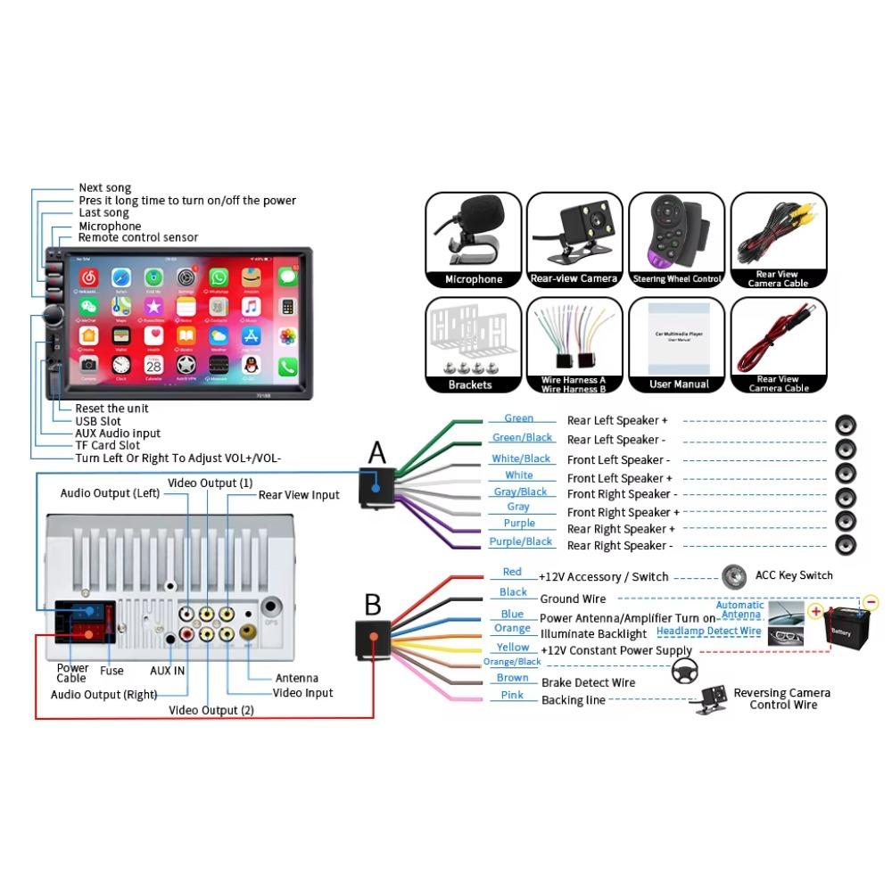 Универсальный 2 Din 7-дюймовый сенсорный экран стерео авто радио мультимедийный проигрыватель, зеркало заднего вида Link/FM/TF/MP5 автомобильная аудиосистема