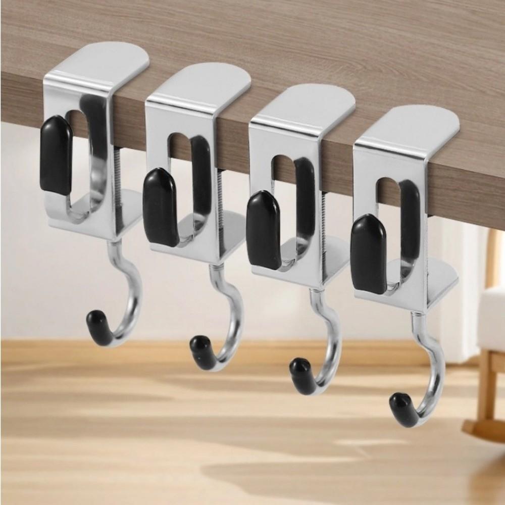 2pcs Detachable Double Hook Adjustable Backpack Hook Portable Desk Edge Hook  Office Desktop Edge