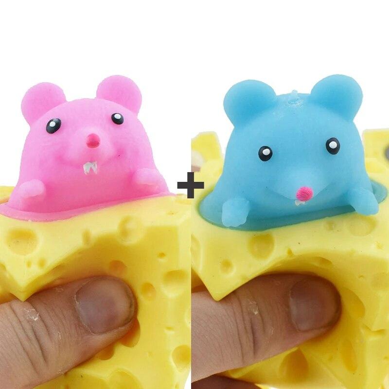 Всплывающая забавная мышь и сырный блок, антистрессовая игрушка, прятки, фигурки, снятие стресса, подарок для детей и взрослых