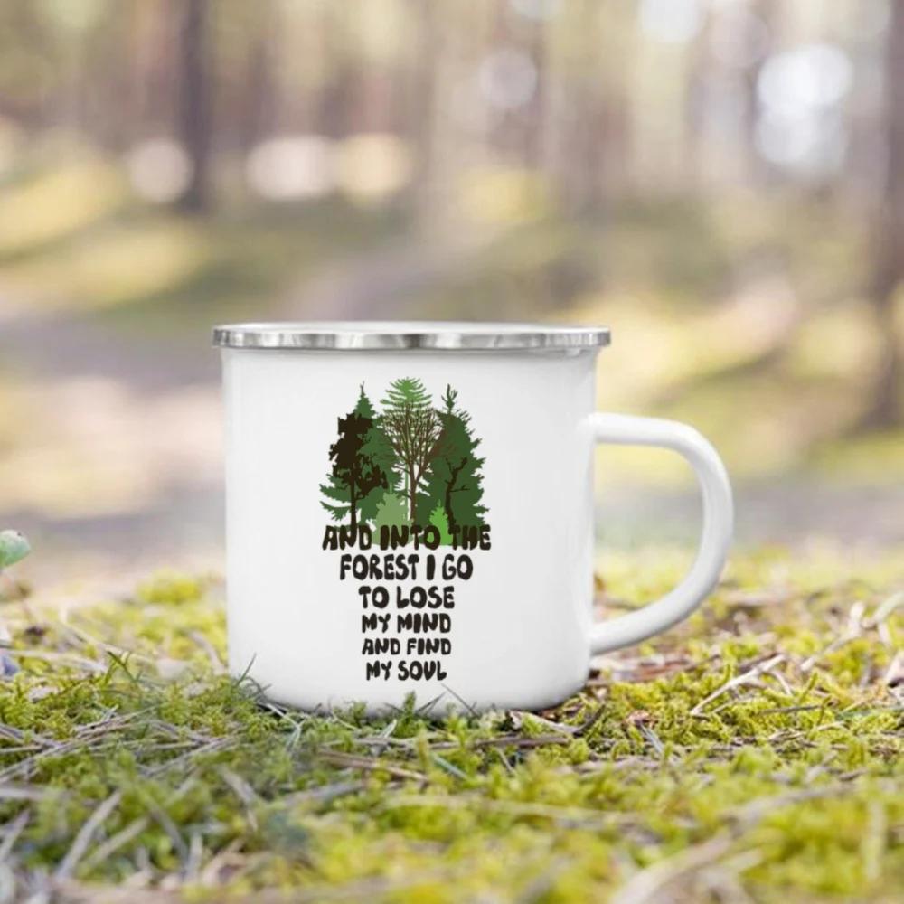 Кружки для кемпинга с принтом «Гора» Кружки для вечеринок у костра Пивные и соковые эмалированные кружки с ручкой «Гора» Кофейные чашки Идеи подарков для кемперов