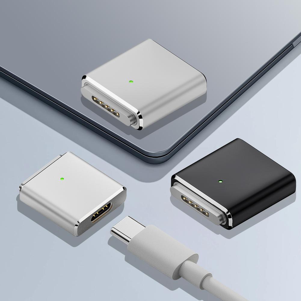 Адаптер для зарядки 100 Вт USB C на магнитный 3-контактный с LED-индикатором, конвертер быстрой зарядки PD3.1 5A 20V для MacBook Pro/Air 2025-2025