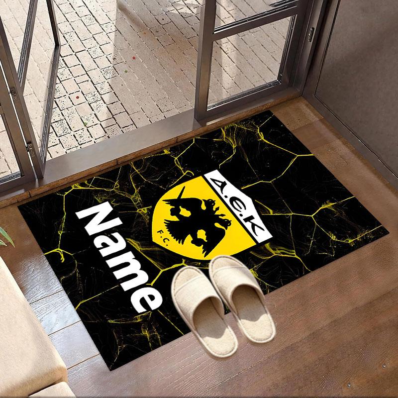 Custom Name Personalized AEK Athens FC Print Carpet, Versatile Home Decor Rug, for Playroom, Apartment, Balcony, Entryway, Hallway Gift