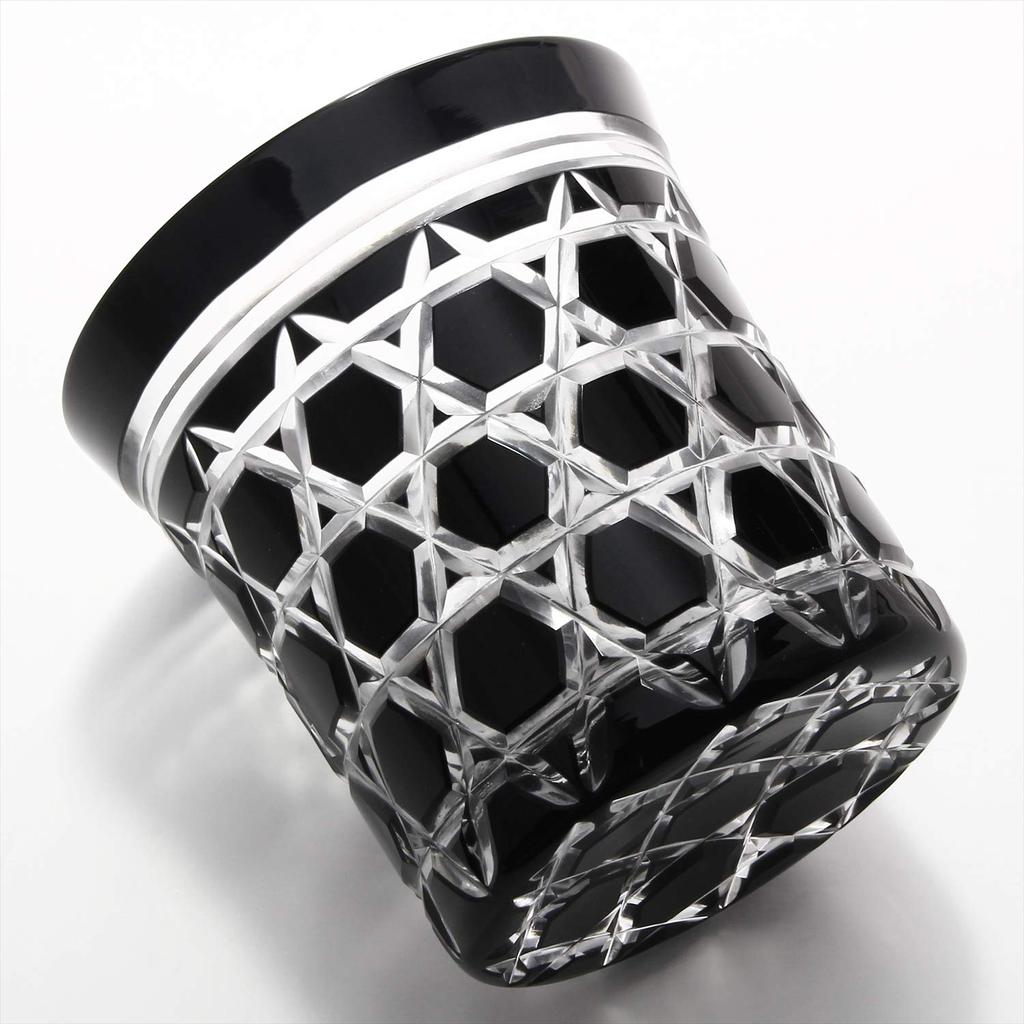 Edo Kiriko Kawai Sarazo Old Glass Hexagonal Kagome Черный 1754-55BK